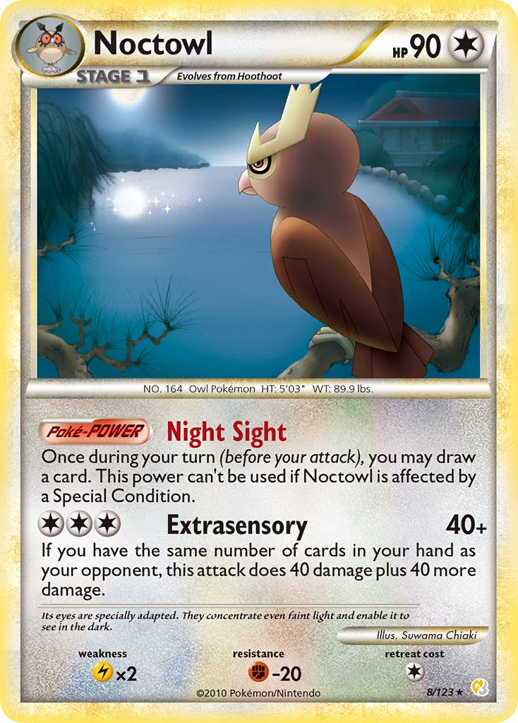 Noctowl (8/123) (Theme Deck Exclusive) [HeartGold & SoulSilver: Base Set] | Clutch Gaming