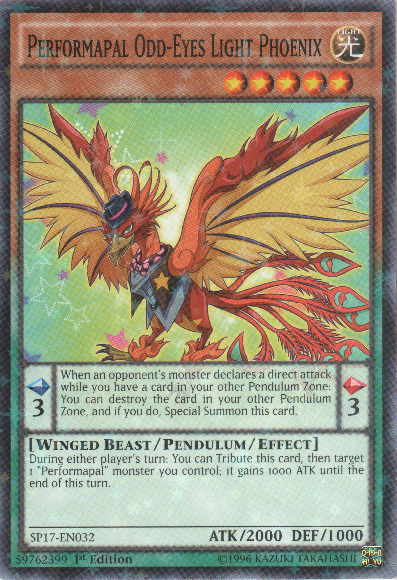 Performapal Odd-Eyes Light Phoenix [SP17-EN032] Starfoil Rare | Clutch Gaming