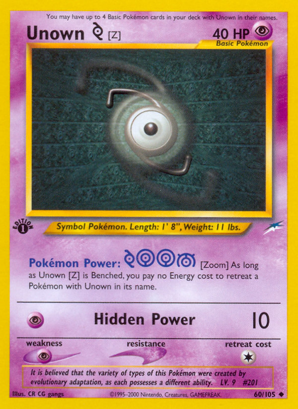 Unown [Z] (60/105) [Neo Destiny 1st Edition] | Clutch Gaming