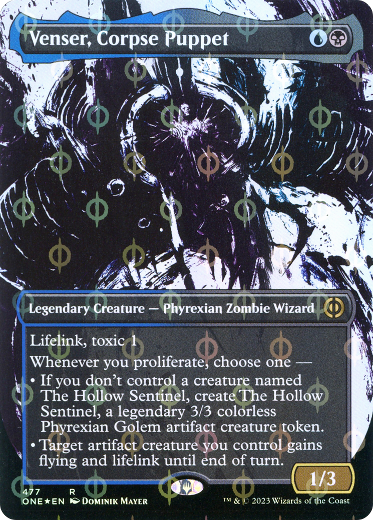 Venser, Corpse Puppet (Borderless Ichor Step-and-Compleat Foil) [Phyrexia: All Will Be One] | Clutch Gaming