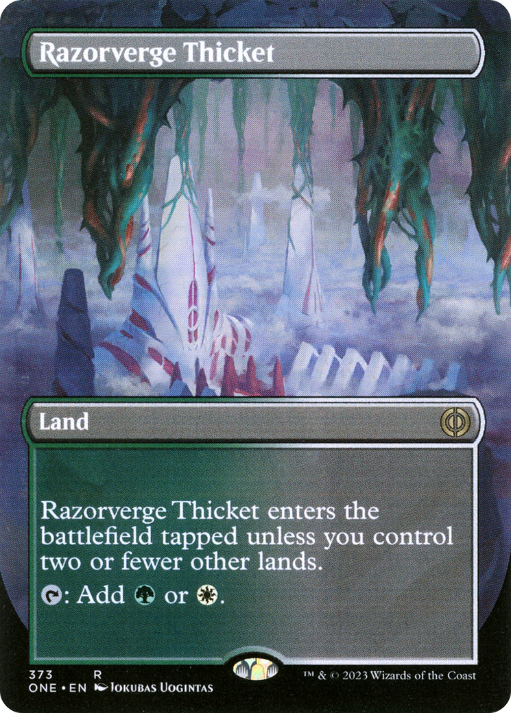 Razorverge Thicket (Borderless Alternate Art) [Phyrexia: All Will Be One] | Clutch Gaming