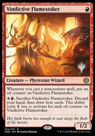 Vindictive Flamestoker (Promo Pack) [Phyrexia: All Will Be One Promos] | Clutch Gaming