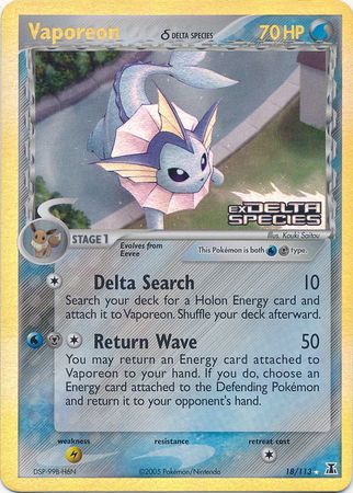 Vaporeon (18/113) (Delta Species) (Stamped) [EX: Delta Species] | Clutch Gaming