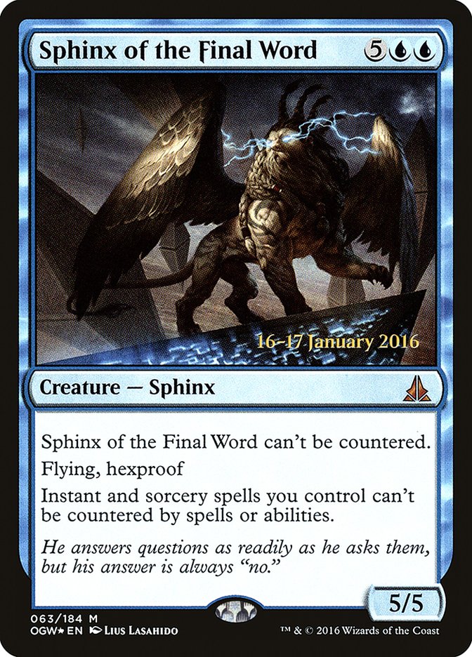 Sphinx of the Final Word [Oath of the Gatewatch Prerelease Promos] | Clutch Gaming