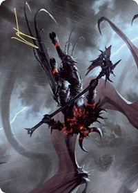 Burning-Rune Demon Art Card (Gold-Stamped Signature) [Kaldheim Art Series] | Clutch Gaming