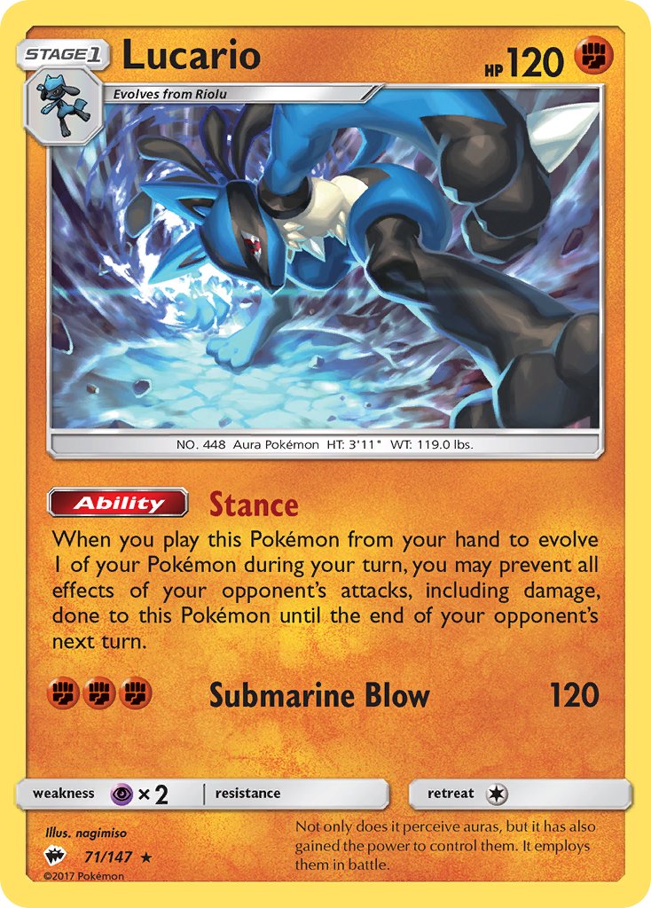 Lucario (71/147) (Theme Deck Exclusive) [Sun & Moon: Burning Shadows] | Clutch Gaming