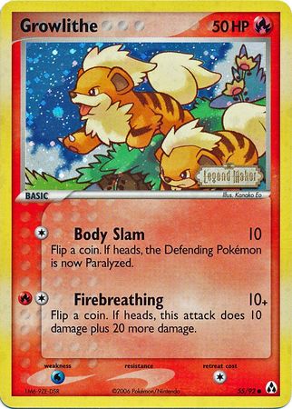 Growlithe (55/92) (Stamped) [EX: Legend Maker] | Clutch Gaming