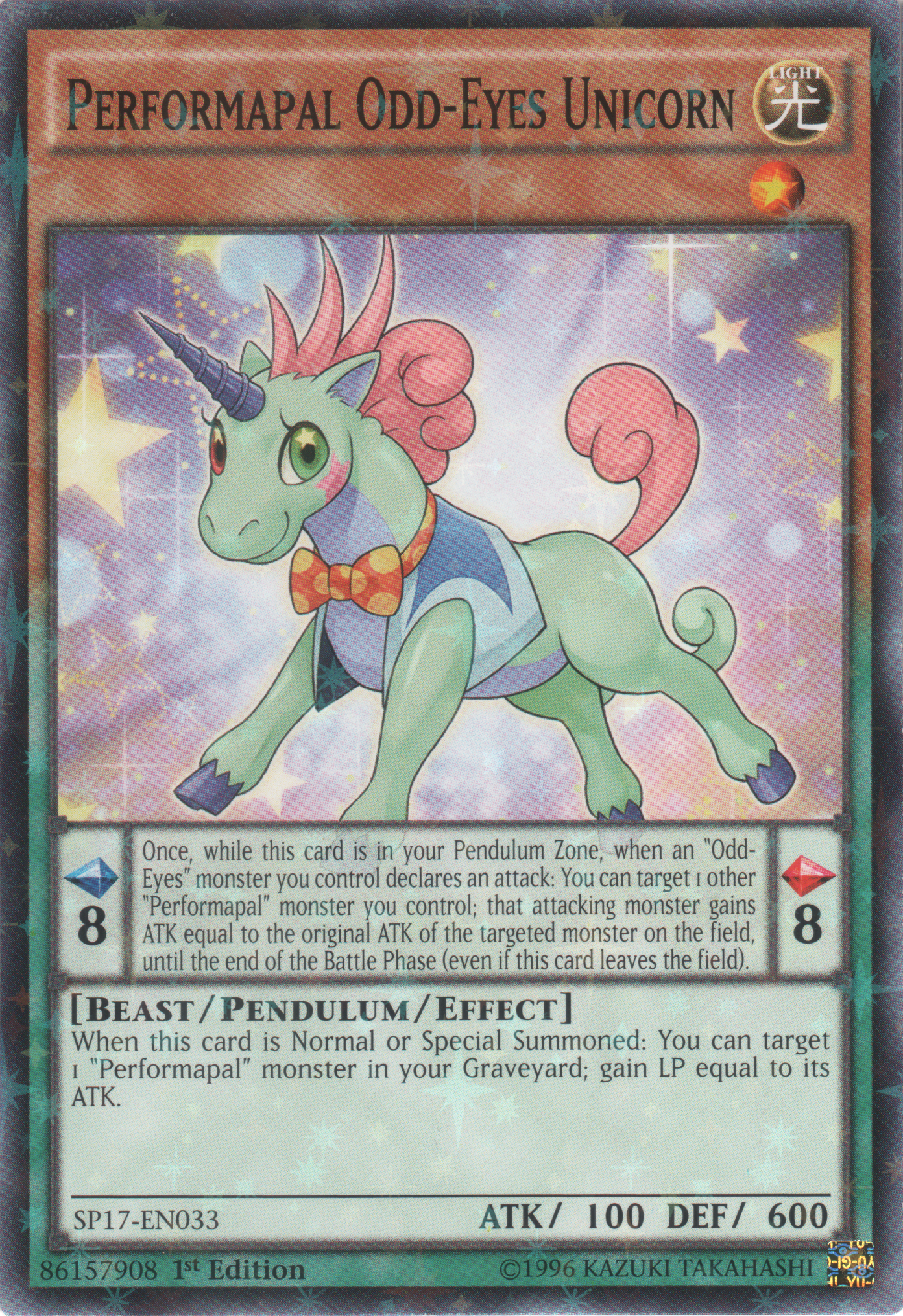 Performapal Odd-Eyes Unicorn [SP17-EN033] Starfoil Rare | Clutch Gaming