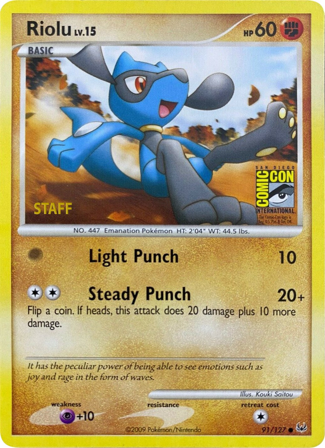 Riolu (91/127) (SDCC 2009) (Staff) [Platinum: Base Set] | Clutch Gaming