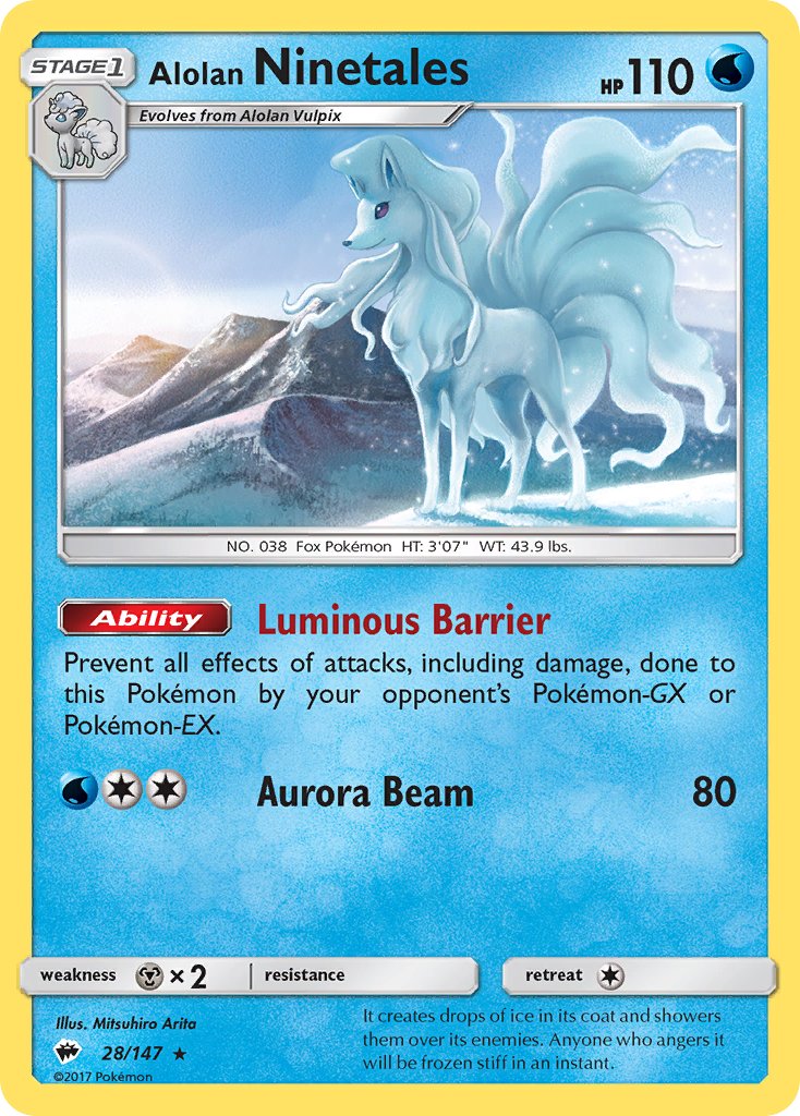 Alolan Ninetales (28/147) (Cracked Ice Holo) (Theme Deck Exclusive) [Sun & Moon: Burning Shadows] | Clutch Gaming