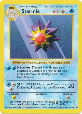 Starmie (64/102) [Base Set Shadowless Unlimited] | Clutch Gaming