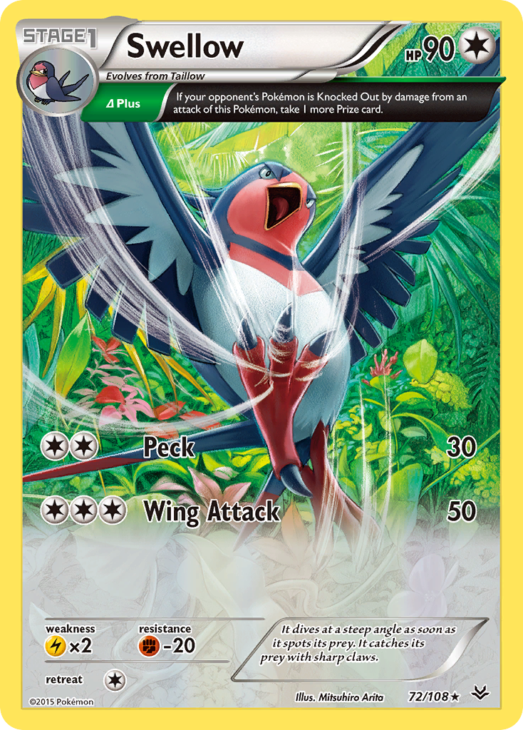 Swellow (72/108) [XY: Roaring Skies] | Clutch Gaming