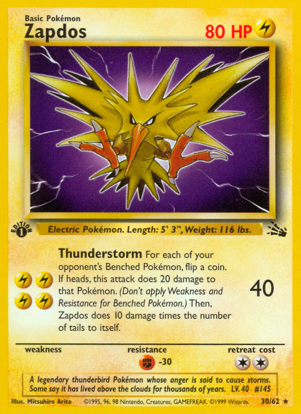 Zapdos (30/62) [Fossil 1st Edition] | Clutch Gaming