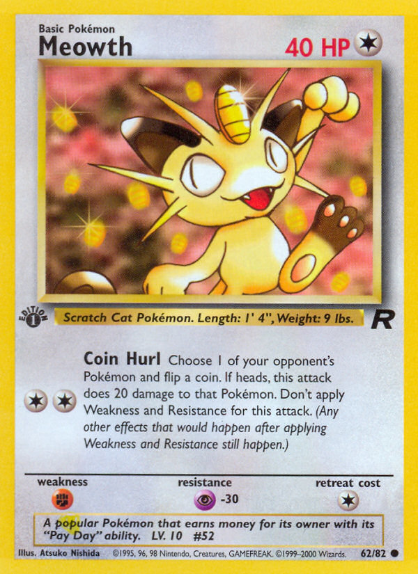 Meowth (62/82) [Team Rocket 1st Edition] | Clutch Gaming