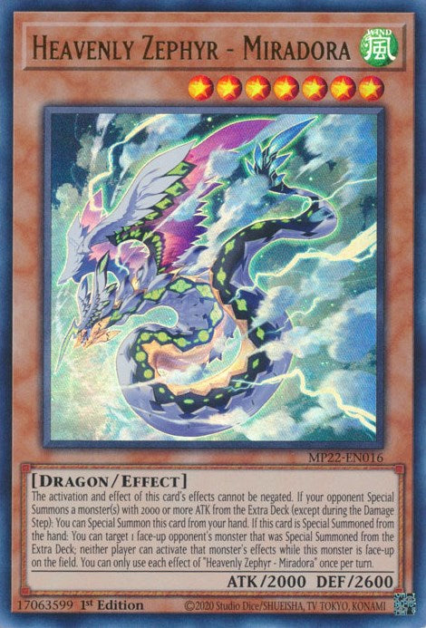 Heavenly Zephyr - Miradora [MP22-EN016] Ultra Rare | Clutch Gaming
