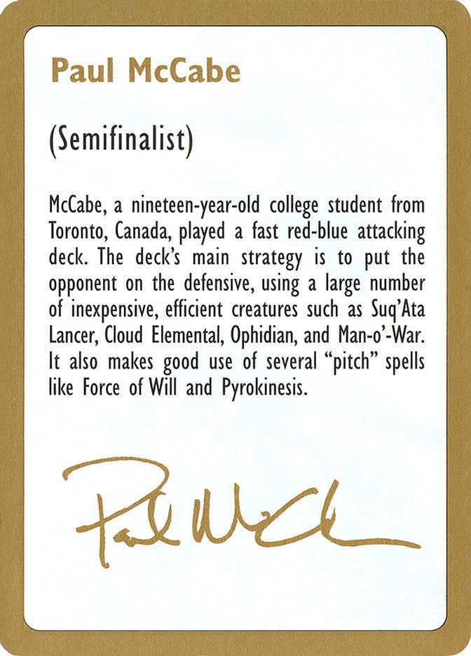 Paul McCabe Bio [World Championship Decks 1997] | Clutch Gaming