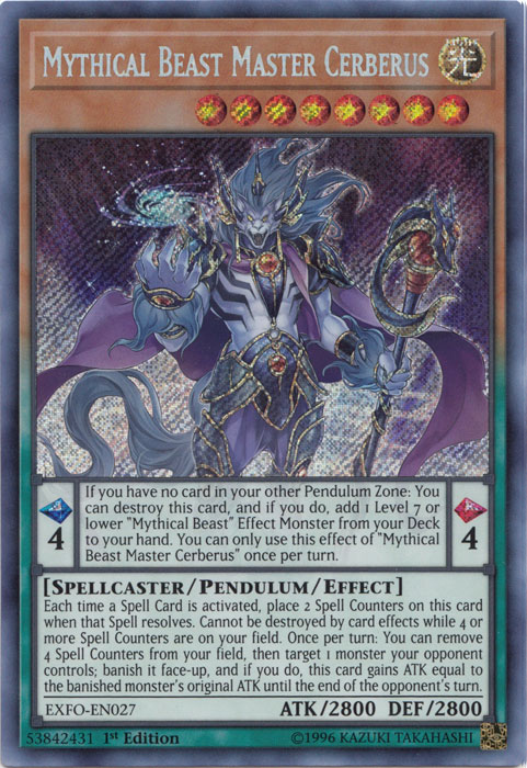 Mythical Beast Master Cerberus [EXFO-EN027] Secret Rare | Clutch Gaming