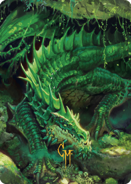 Lurking Green Dragon Art Card (Gold-Stamped Signature) [Commander Legends: Battle for Baldur's Gate Art Series] | Clutch Gaming