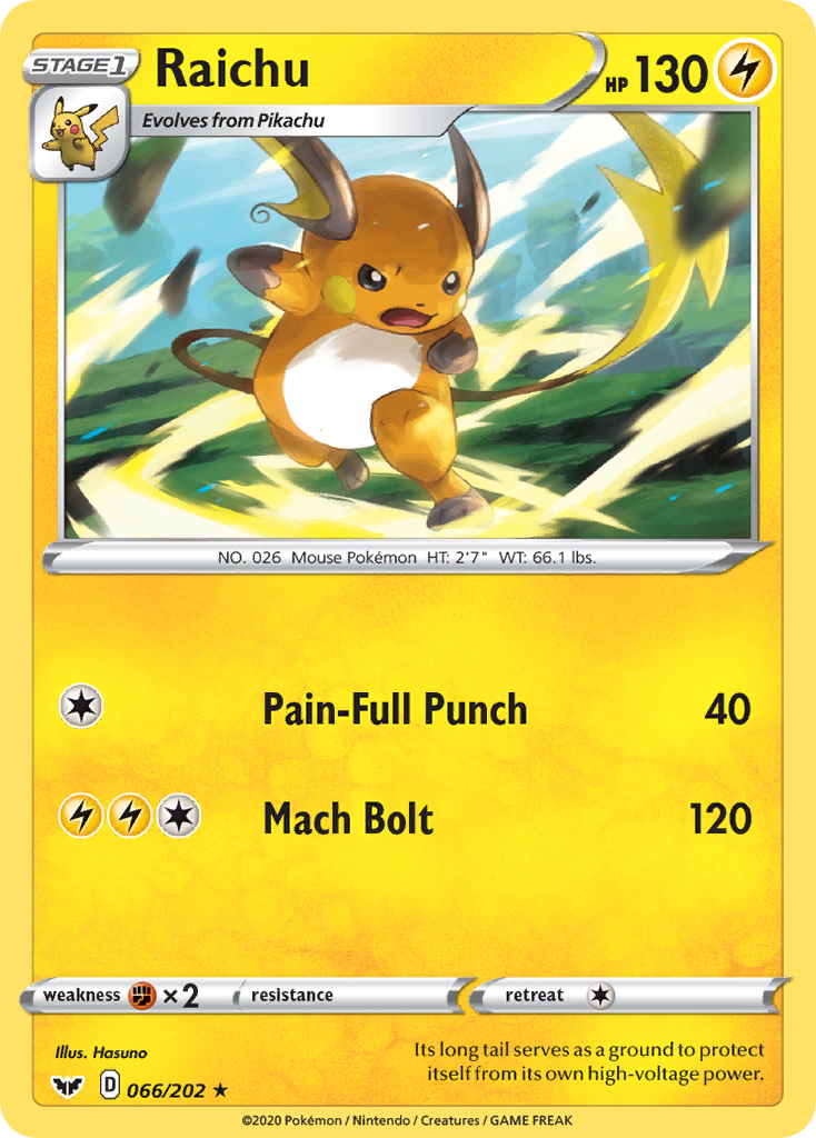 Raichu (066/202) [Sword & Shield: Base Set] | Clutch Gaming