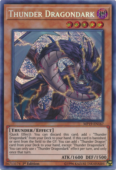 Thunder Dragondark [MP19-EN167] Prismatic Secret Rare | Clutch Gaming