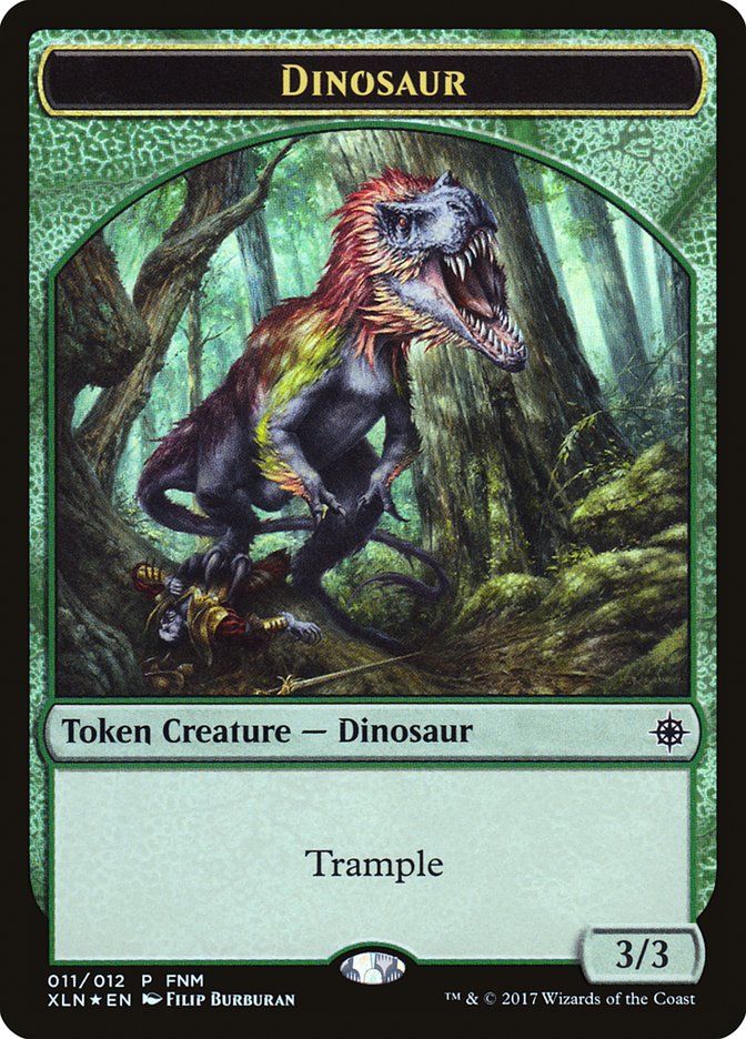 Dinosaur // Treasure Double-Sided Token [Friday Night Magic 2017] | Clutch Gaming