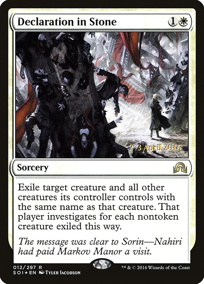 Declaration in Stone [Shadows over Innistrad Prerelease Promos] | Clutch Gaming