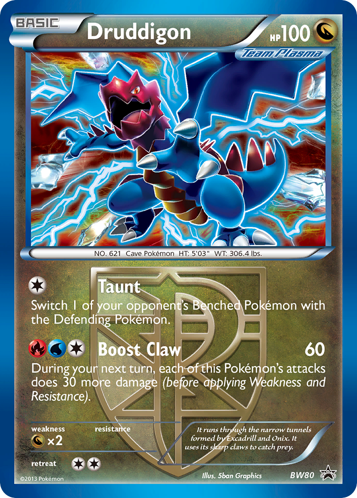 Druddigon (BW80) (Team Plasma) (Cosmos Holo) [Black & White: Black Star Promos] | Clutch Gaming