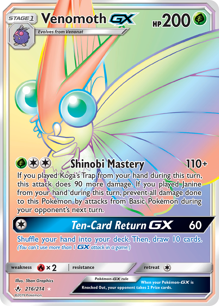 Venomoth GX (216/214) [Sun & Moon: Unbroken Bonds] | Clutch Gaming