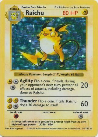 Raichu (14/102) [Base Set Shadowless Unlimited] | Clutch Gaming