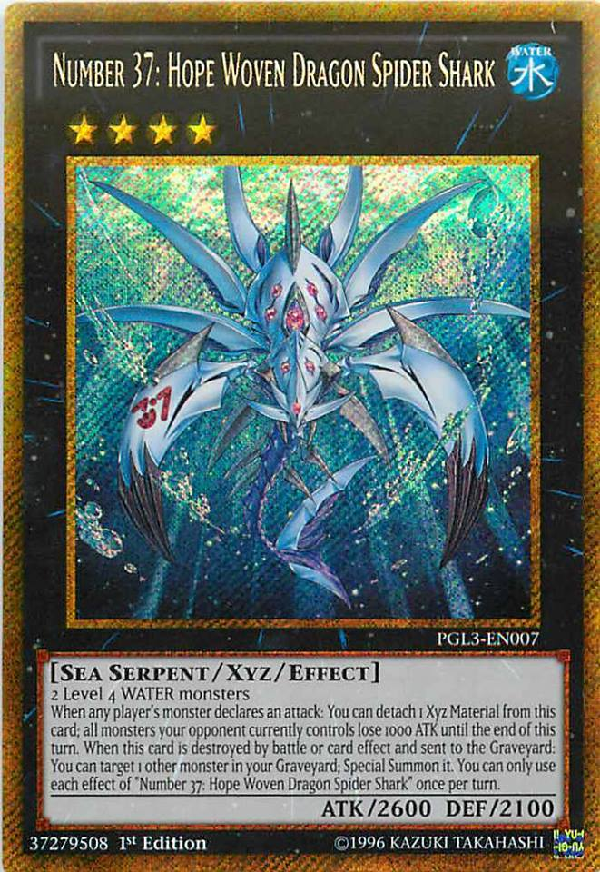 Number 37: Hope Woven Dragon Spider Shark [PGL3-EN007] Gold Secret Rare | Clutch Gaming