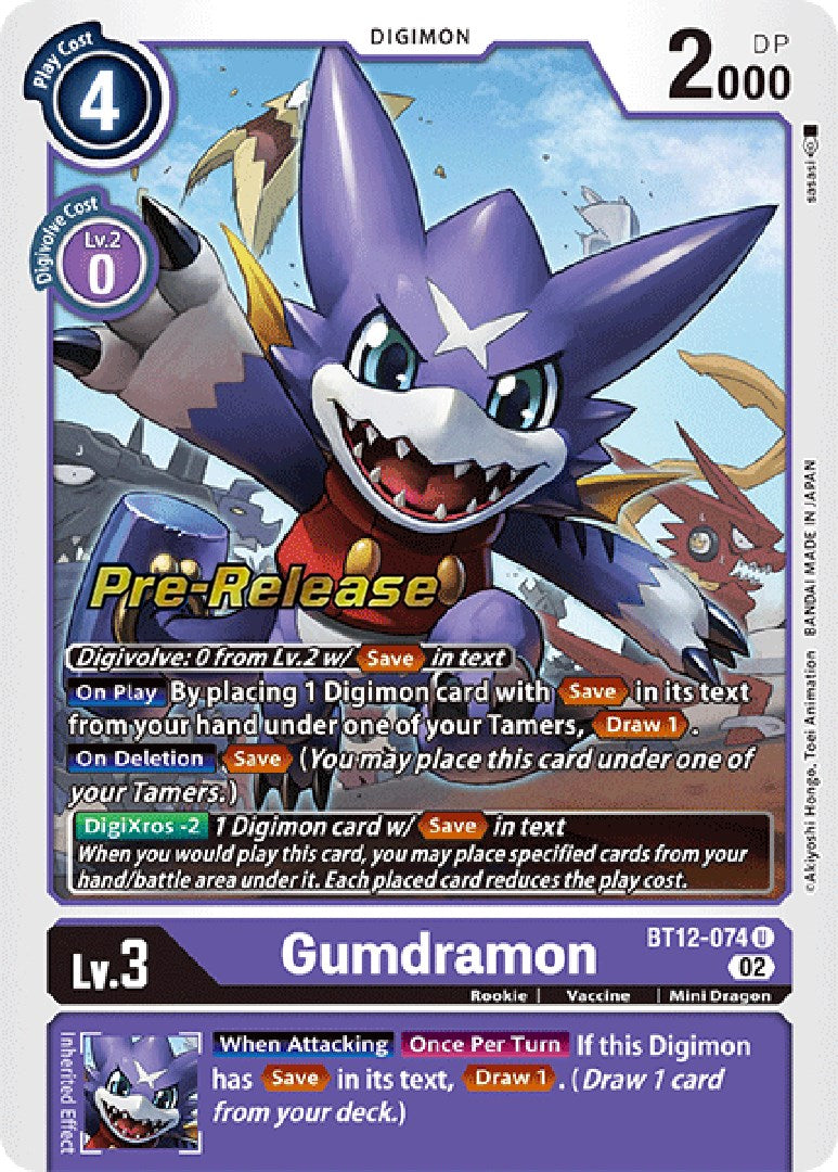 Gumdramon [BT12-074] [Across Time Pre-Release Cards] | Clutch Gaming