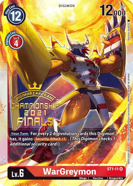 WarGreymon [ST1-11] (2021 Championship Finals Event Pack Alt-Art Gold Stamp Set) [Starter Deck: Gaia Red Promos] | Clutch Gaming