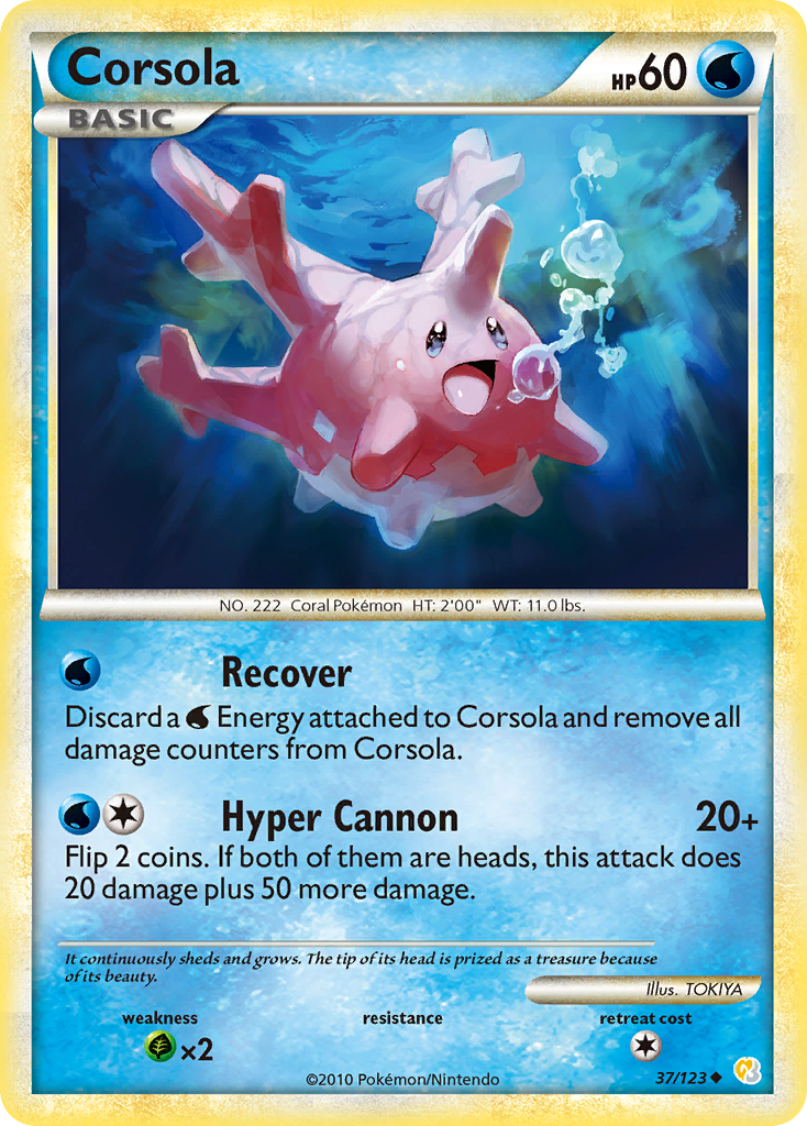 Corsola (37/123) [HeartGold & SoulSilver: Base Set] | Clutch Gaming