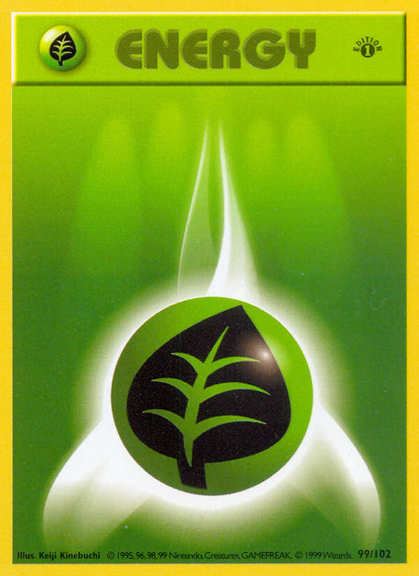 Grass Energy (99/102) (Shadowless) [Base Set 1st Edition] | Clutch Gaming