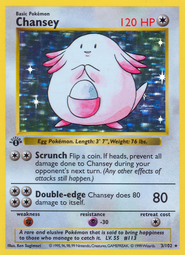 Chansey (3/102) (Shadowless) [Base Set 1st Edition] | Clutch Gaming