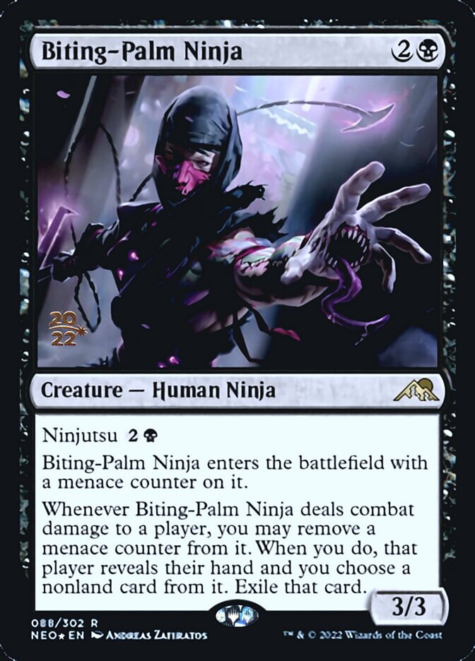 Biting-Palm Ninja [Kamigawa: Neon Dynasty Prerelease Promos] | Clutch Gaming