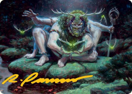 Myojin of Towering Might Art Card (Gold-Stamped Signature) [Kamigawa: Neon Dynasty Art Series] | Clutch Gaming