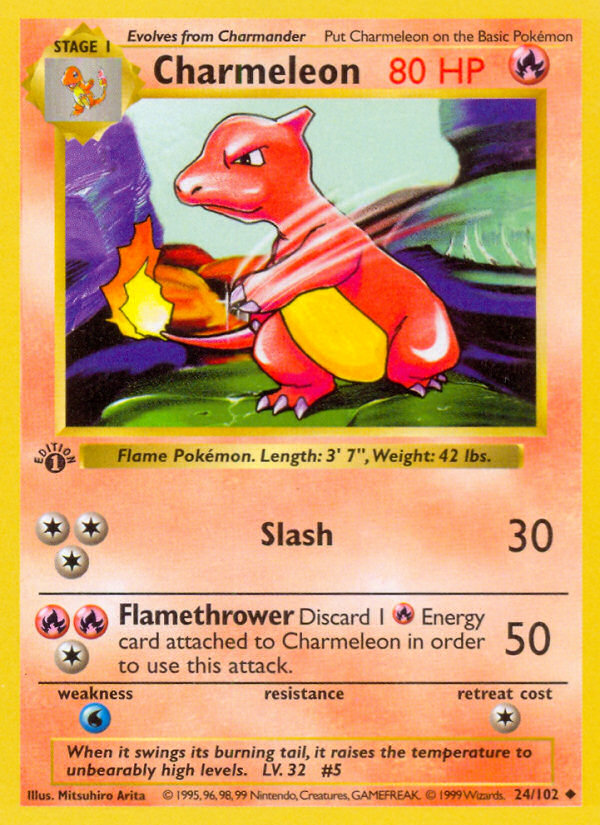 Charmeleon (24/102) (Shadowless) [Base Set 1st Edition] | Clutch Gaming