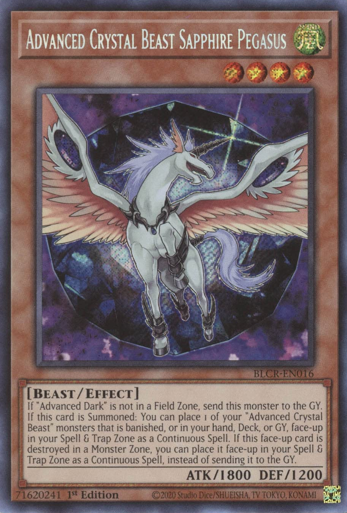 Advanced Crystal Beast Sapphire Pegasus [BLCR-EN016] Secret Rare | Clutch Gaming