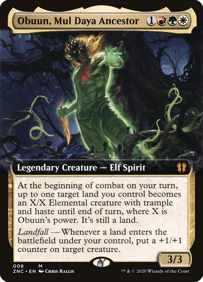 Obuun, Mul Daya Ancestor (Extended Art) [Zendikar Rising Commander] | Clutch Gaming