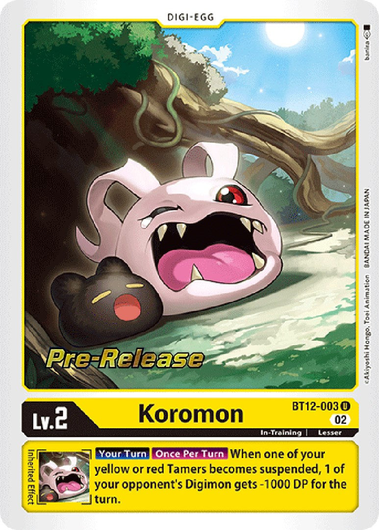 Koromon [BT12-003] [Across Time Pre-Release Cards] | Clutch Gaming