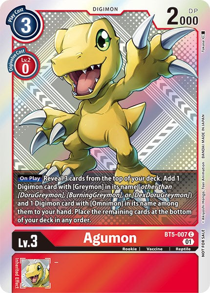 Agumon [BT5-007] (New Awakening Pre-Release Tournament Winner Card) [New Awakening Pre-Release Promos] | Clutch Gaming