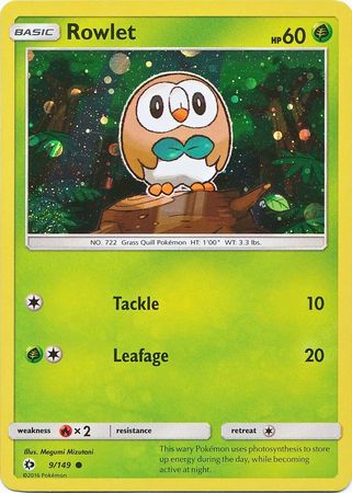 Rowlet (9/149) (Cosmos Holo) [Sun & Moon: Base Set] | Clutch Gaming