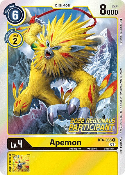 Apemon [BT6-038] (2022 Championship Online Regional) (Online Participant) [Double Diamond Promos] | Clutch Gaming