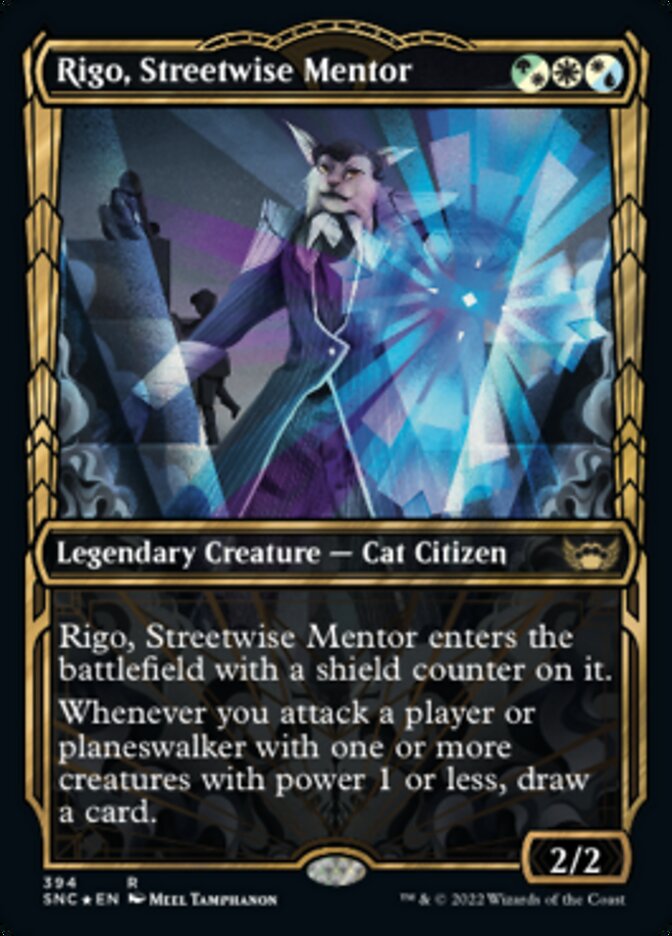 Rigo, Streetwise Mentor (Showcase Golden Age Gilded Foil) [Streets of New Capenna] | Clutch Gaming