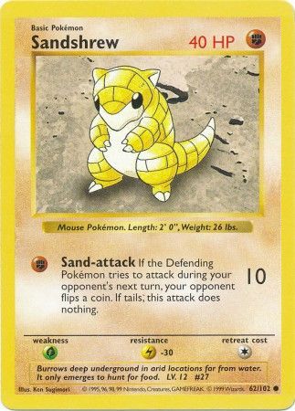 Sandshrew (62/102) [Base Set Shadowless Unlimited] | Clutch Gaming