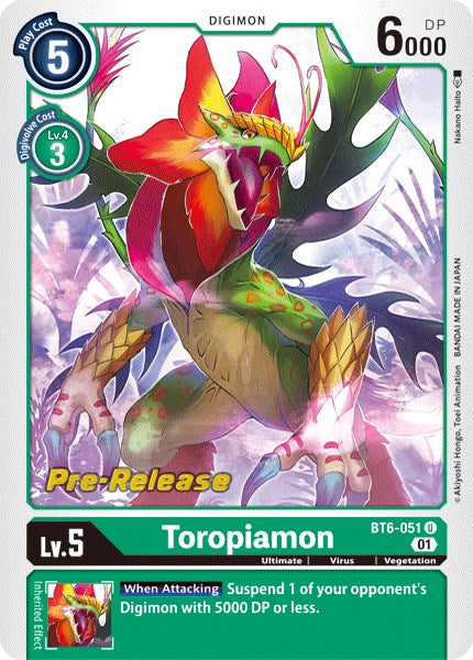 Toropiamon [BT6-051] [Double Diamond Pre-Release Cards] | Clutch Gaming