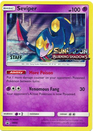 Seviper (SM46) (Staff Prerelease Promo) [Sun & Moon: Black Star Promos] | Clutch Gaming