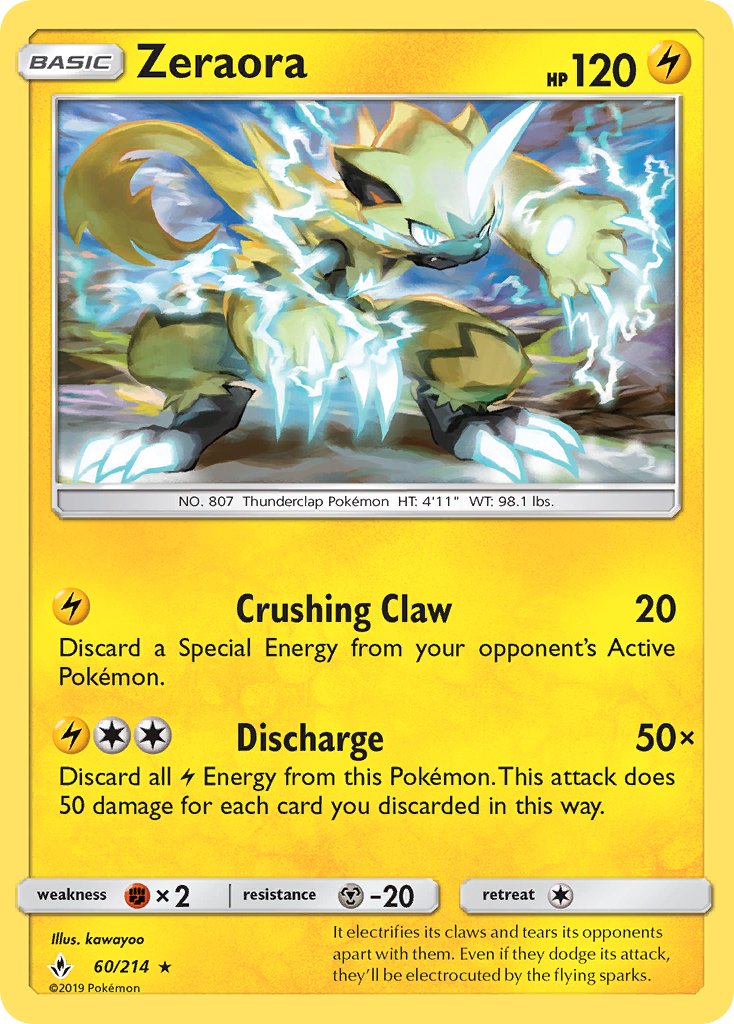 Zeraora (60/214) (Cracked Ice Holo) (Theme Deck Exclusive) [Sun & Moon: Unbroken Bonds] | Clutch Gaming