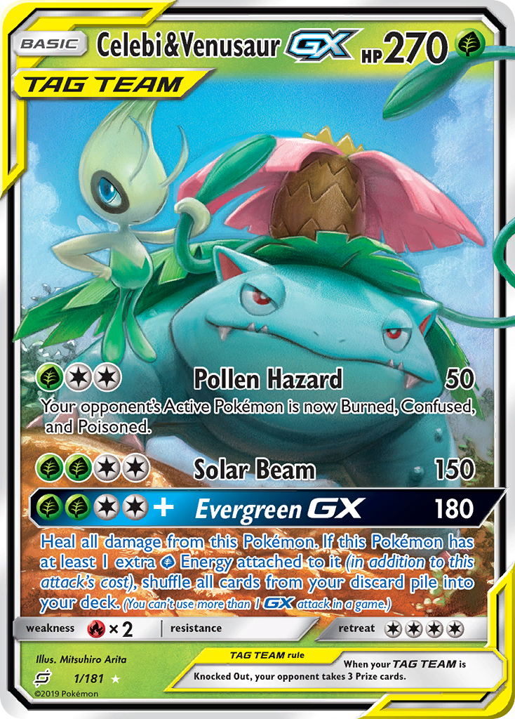 Celebi & Venusaur GX (1/181) [Sun & Moon: Team Up] | Clutch Gaming